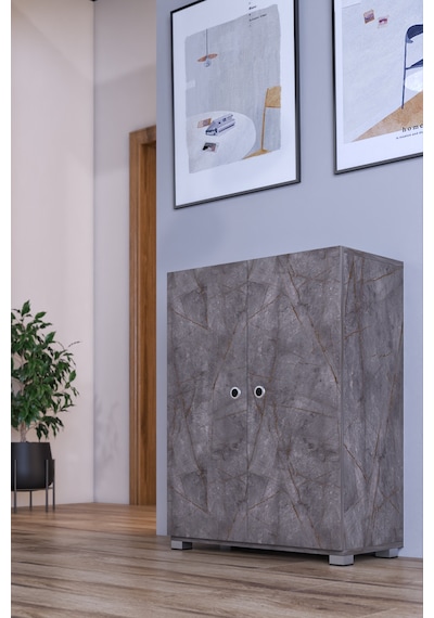 Prenses Çok Amaçlı Ayakkabı Erzak Banyo Antre Dolabı Kiler Gri