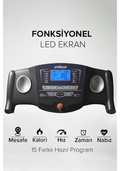 Proforce Pasifik Koşu Bandı - 2.50 Hp Katlanılabilir Kolay Kurulum Led Gösterge 0.8-14 Km/sa
