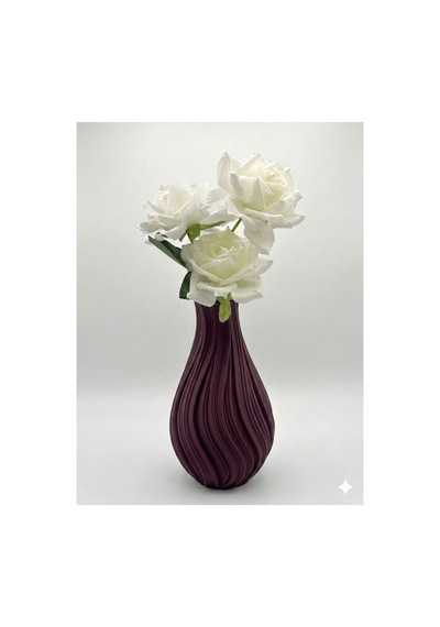 Modern Spiral Tasarım 3d Baskı Dekoratif Vazo 21 Cm Vişne Çürüğü