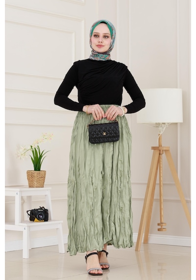 Sevitli Beli Lastikli Kraş Etek-mint Yeşili-4976 Mint Yeşili