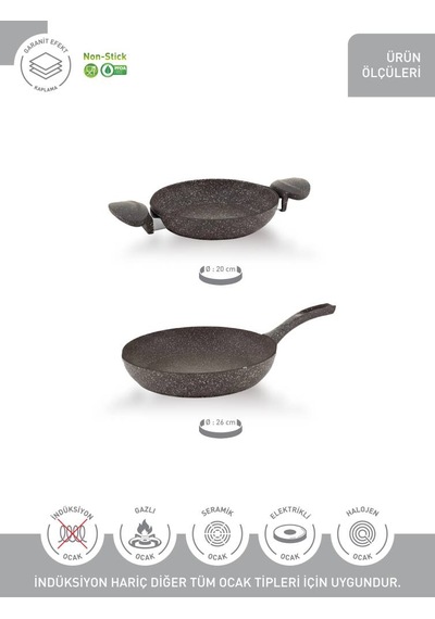 Hascevher Roller Granit 2 Pcs Set 20sahan26tava 4mm Gri