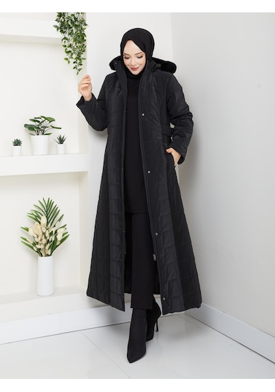 Eslemnur Nova Kumaş Şişme Mont 135cm Siyah
