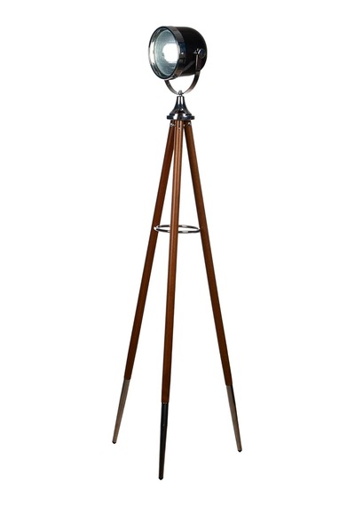Ahşap Tripod Ayaklı Vintage Dekoratif Lamba, Siyah Ayaklar Ceviz Diğer
