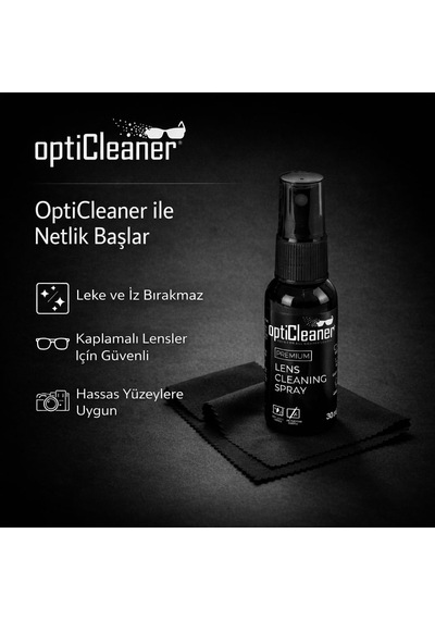 Premium Lens Temizleme Kiti, 30ml Sprey Ve 15x18cm Mikrofiber Bez, Gözlük, Telefon, Laptop, Kam