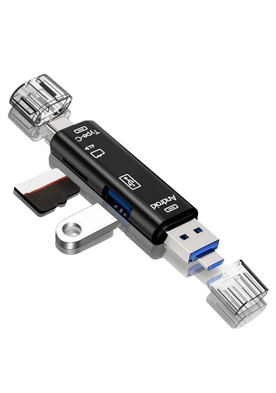 Go İthalat 5 İn 1 Çok Fonksiyonlu Usb 2.0 Micro Sd Kart Okuyucu - Usb/micro Usb/type-c Çıkışlı, Otg