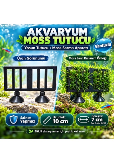 Akvaryum Moss Tutucu - Yosun Tutucu - Moss Sarma Aparatı - Vantuzlu - Salınım Yapmaz - 10x7 Cm