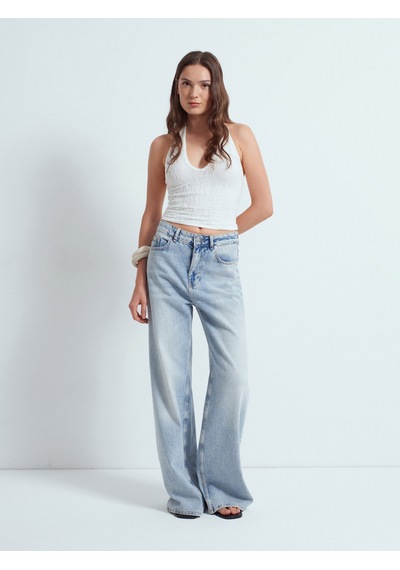 Dilvin 32690 Halter Yaka Dantel Detaylı Top-ekru