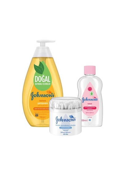 Johnson’s Baby Şampuan 750 ML + Yağ 200 ML + Kulak Temizleme Çubuğu 200'lü