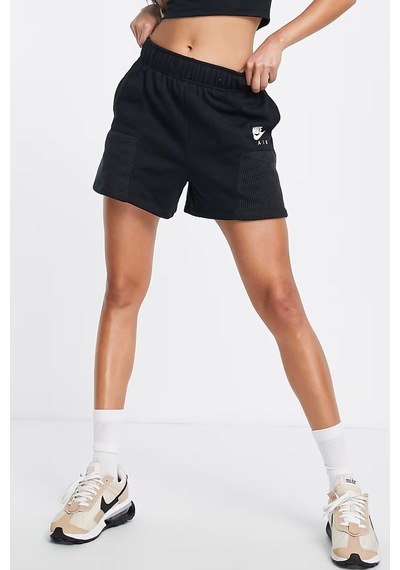 Nike Air High Rise Loose Fit Short Black Kadın Bol Kesim Yüksek Bel Pamuklu Şort Siyah Siyah