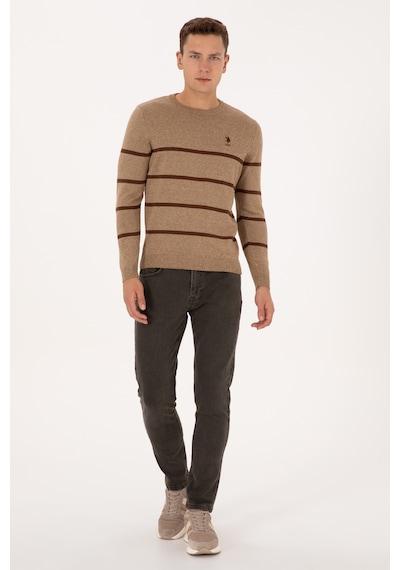 U.S. Polo Assn. Erkek Slim Fit Bisiklet Yaka Haki Kazak 50314976-VR027