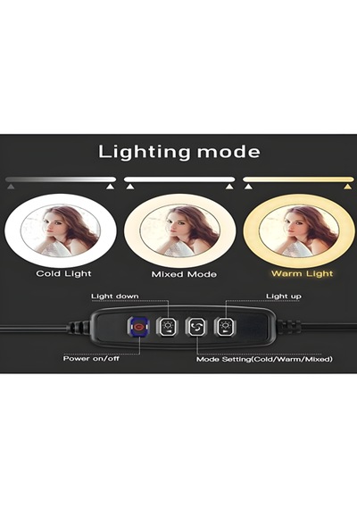 Smaylıng 10 İnç Led Ring Light Halka Işık + 2.1m Tripod Ayak + Telefon Tutucu + Bluetooth Kumanda 3 Mod 10 Kademe Işık