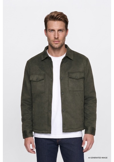 Wrangler Regular Fit Gömlek Yaka Cepli Erkek Bomber Ceket W2620022801 Haki