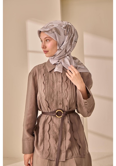 Silk Home Olinda İpek Eşarp 47003-37 Gri, Vizon, Koyu Vizon