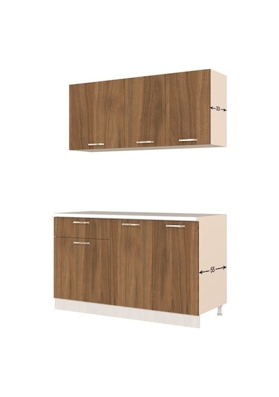 Tdesigno Inci Hazır Mutfak Dolabı 140 Cm - Tezgah Dahil Ceviz