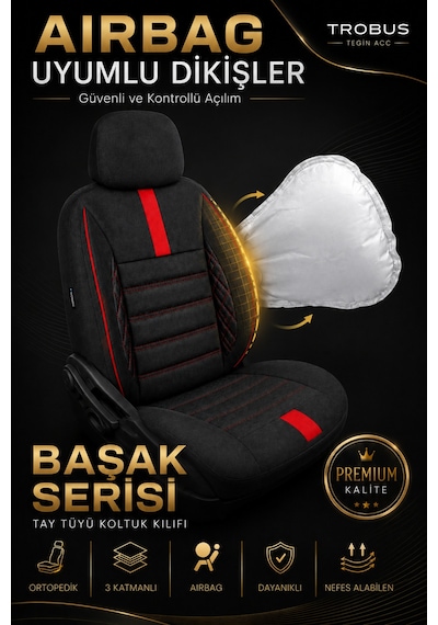 Ford Fiesta Hachback 2009-2012 Aracınıza Uyumlu Kırmızı Başak Serisi Tay Tüyü Koltuk Kılıfı Kırmızı