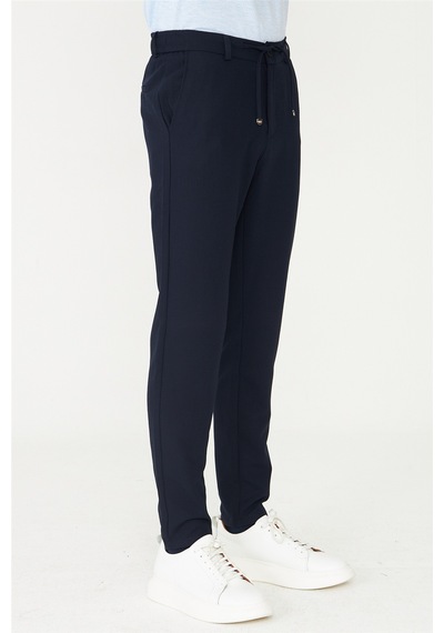 White Stone Lacivert Modern Kesim Bağcıklı Smart Casual Jogger Pantolon Lacıvert