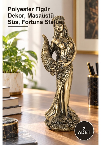 2 Adet Bereket Tanrıçası Fortuna Figürü Polyester Figür Dekor, Masaüstü Süs, Fortuna Statue
