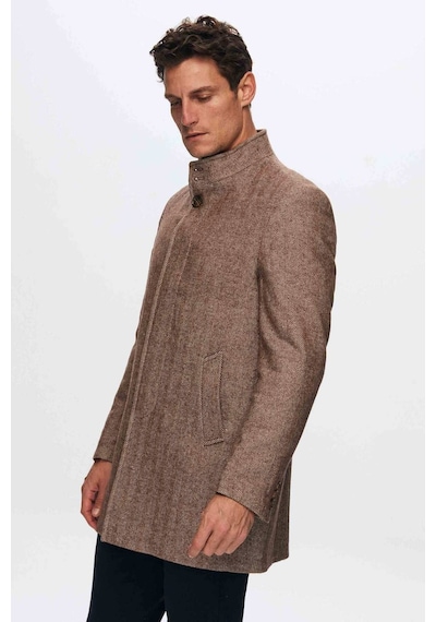 D's Damat Ds Damat Regular Fit Kahverengi Balıksırtı Kaban 1HF08ORT10003 Kahverengi