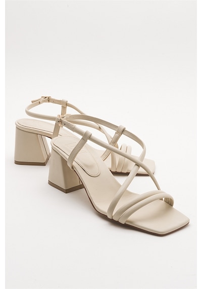 Luvishoes Daisy Bej Cilt Kadın Topuklu Ayakkabı Bej