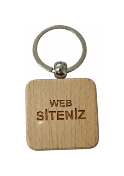 Kişiye Özel Kare Ahşap Anahtarlık Web Sitesi Yazılı Lazer Gravür Anahtarlık Kurumsal Promosyon & Özel Tasarım