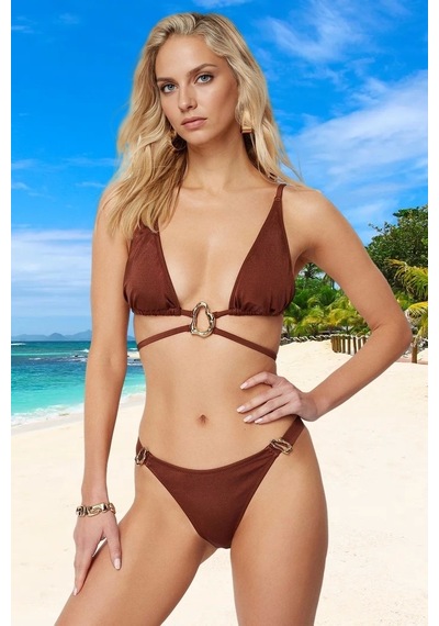Ersefa Tasarım Bikini Takımı Yüksek Konfor Klora Dayanıklı Su Sporları İ Kahverengi
