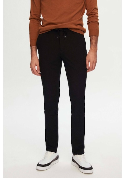 D'S Damat Slim Fit Beli Lastikli Bağcıklı Fermuarlı Likralı Rahat Jogger Pantolon 2HC03ORTJGR01 Siyah
