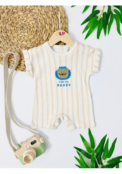 Alpbebe Chad Leon Arkadan Ve Alttan Çıtçıtlı Yazlık Tulum - Ekru Ekru