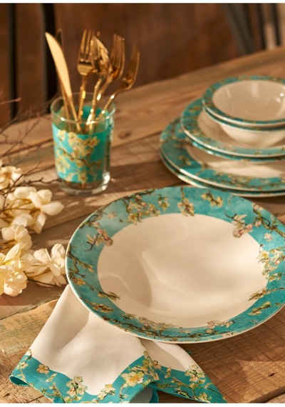 Bella Maison Van Gogh Almond Blossom Porselen Salata Kasesi Turkuaz 29 Cm Turkuaz