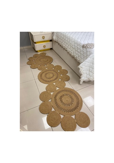 Jüt Hasır Görünümlü Desenli Modern El Örgüsü Sarmal Halı Kilim Kırçıl Hasır Kırçıl Hasır