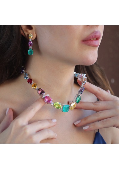 Swarovski Cubic Taşlı Gümüş Gerdanlık
