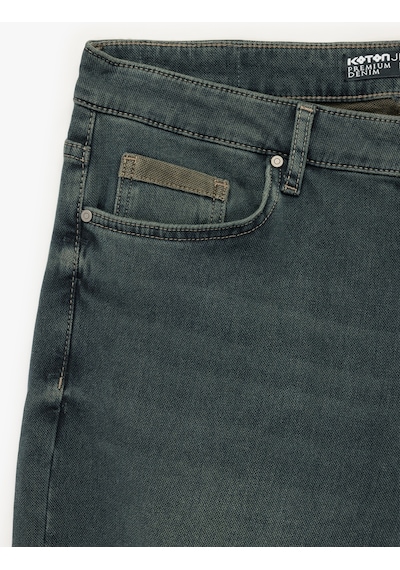 Koton Pamuklu Normal Bel Slim Fit Jean Pantolon - Brad Jean Petrol 6wam40017nd