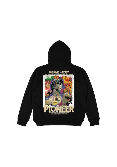 Adrift Pioneer Siyah Oversize Unisex Kapüşonlu Sweatshirt Hoodie Siyah