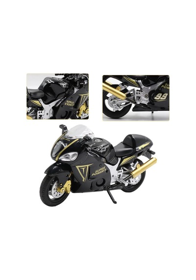 Suzuki Hayabusa Gsx1300 Die Cast Model Motorsiklet Siyah Standlı İnce Detay 1:18 Ölçek Çok Renkli