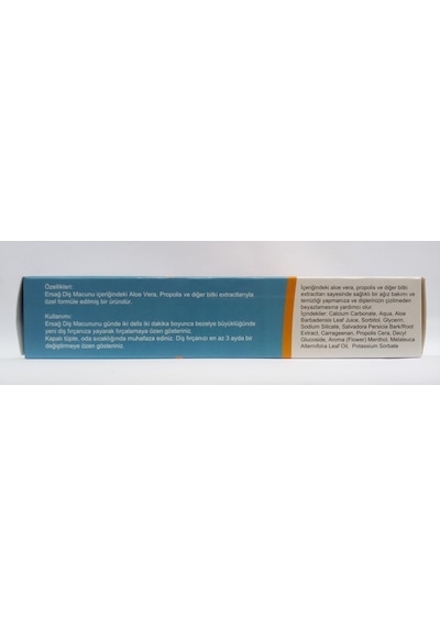 Ersağ Aloe Vera ve Propolis Özlü Bitkisel İçerikli Diş Macunu 100 G