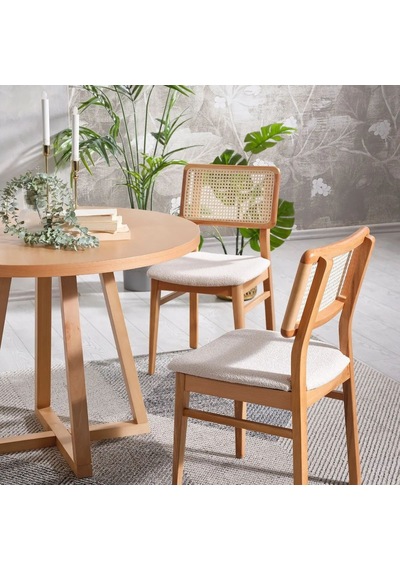 Posedion Natural Ahşap Masa Sandalye Takımı 110x110 Natural