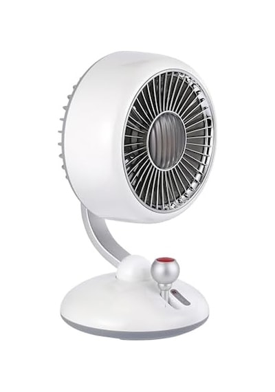 Juo Q3 120 Salınımlı 3 Kademeli Led Işıklı Şarjlı Masaüstü Fan Vantilatör Retro Beyaz Acı Kahverengi