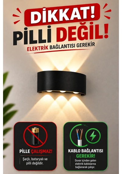 Tr 8011 10w Led Aplik, Çift Taraflı Dekoratif Duvar Aplik, Günışığı, Ip64 Suya Ve Toza Dayanıklı Genel