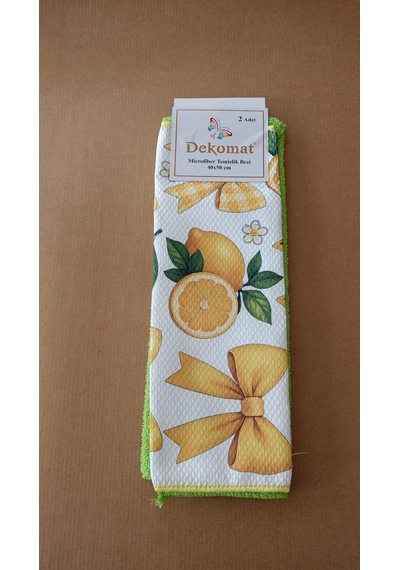 Microfiber Temizlik Bezi 40x50 Cm 2 Adet Hediye Kuşaklı Bir Adet Baskılı Bir Adet Naturel Yeşil