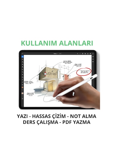 Novstrap Apple Uyumlu iPad Pro 13 M4 İle Dokunmatik Tablet Kalemi Dz900 Avuç İçi Reddi Gen3 Stylus Pencil 2 Adet Yedek Uç