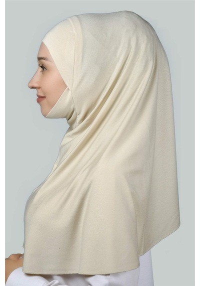 Altobeh Hazır Türban Peçeli Pratik Eşarp Tesettür Nikaplı Hijab - Namaz Örtüsü Sufle (XL) - Krem