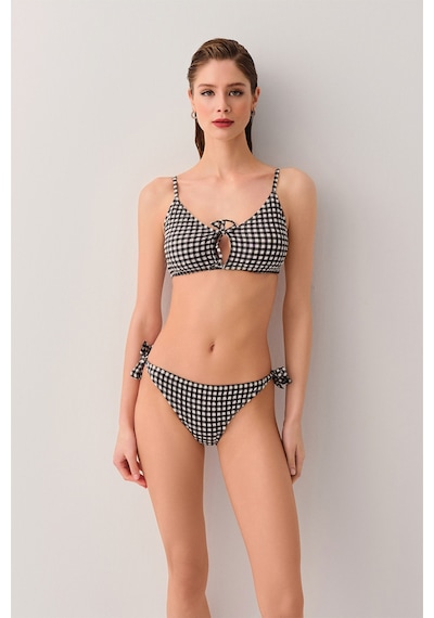Suwen Chris Bağcıklı Bikini Alt Sb2551011571157 Siyah Ekoseli