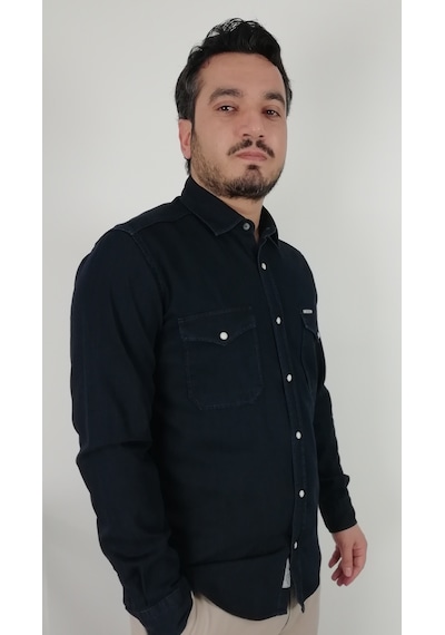 Tousus Slim Fit Kot Erkek Gömlek Slm-2012-tss Lacivert