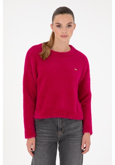 U.S. Polo Assn. Kadın Fuşya Bisiklet Yaka Yumuşak Dokulu Kazak 50297898-VR023