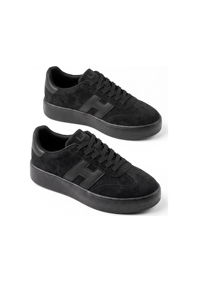 V.S.H Velvet Kadın Yüksek Tabanlı Siyah Sneaker Spor Ayakkabı Terra -2515