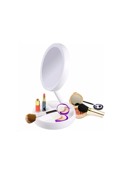Techtic Katlanabilir Yuvarlak Mike Up Mirror Led Işıklı 10x Makyaj Aynası