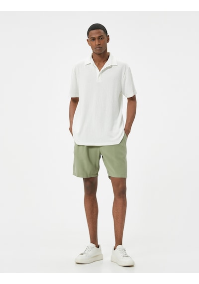 Koton Bermuda Şort Chino Beli Bağcıklı Cep Detaylı Rayon Kumaş Haki 4sam40068hw Haki