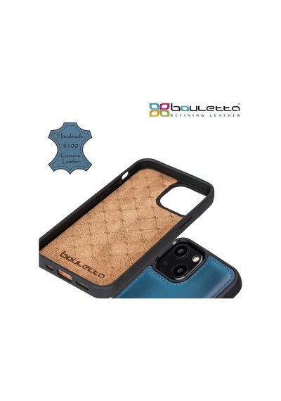 Bouletta Apple İphone 13 Mini Uyumlu Deri Arka Kapak Brn4ef Mavi