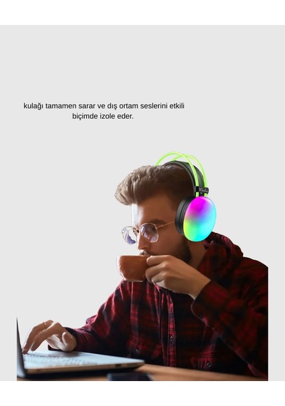 Rgb Işıklı Kablosuz Kulaklık Bluetooth 5.3 800mah Ergonomik Ipx4 Dayanıklı Akyı-041786
