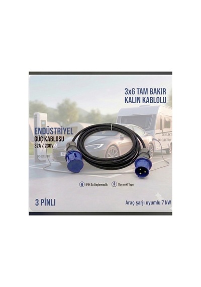 Karavan Ve Araç Şarj Cihazı 3x6mm 3 Metre Hes Kablolu Uzatma Seyyar 3.8kw İle 11kw Mutlusan Mavi Fişli Uzatma Seyyar - 888640405 Karavan Ve Araç Şarj Cihazı 3x6mm 3 Metre Hes Kablolu Uzatma Seyyar 3.8kw İle 11kw Mutlusan Mavi Fişli Uzatma Seyyar - 888640405