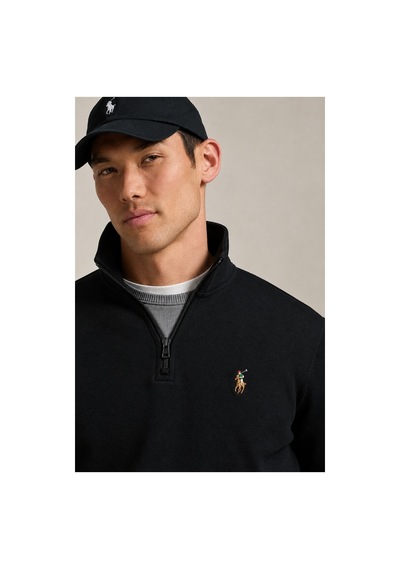 Polo Ralph Lauren Çift Yüz Interlok Yarım Fermuarlı Sweatshirt Siyah